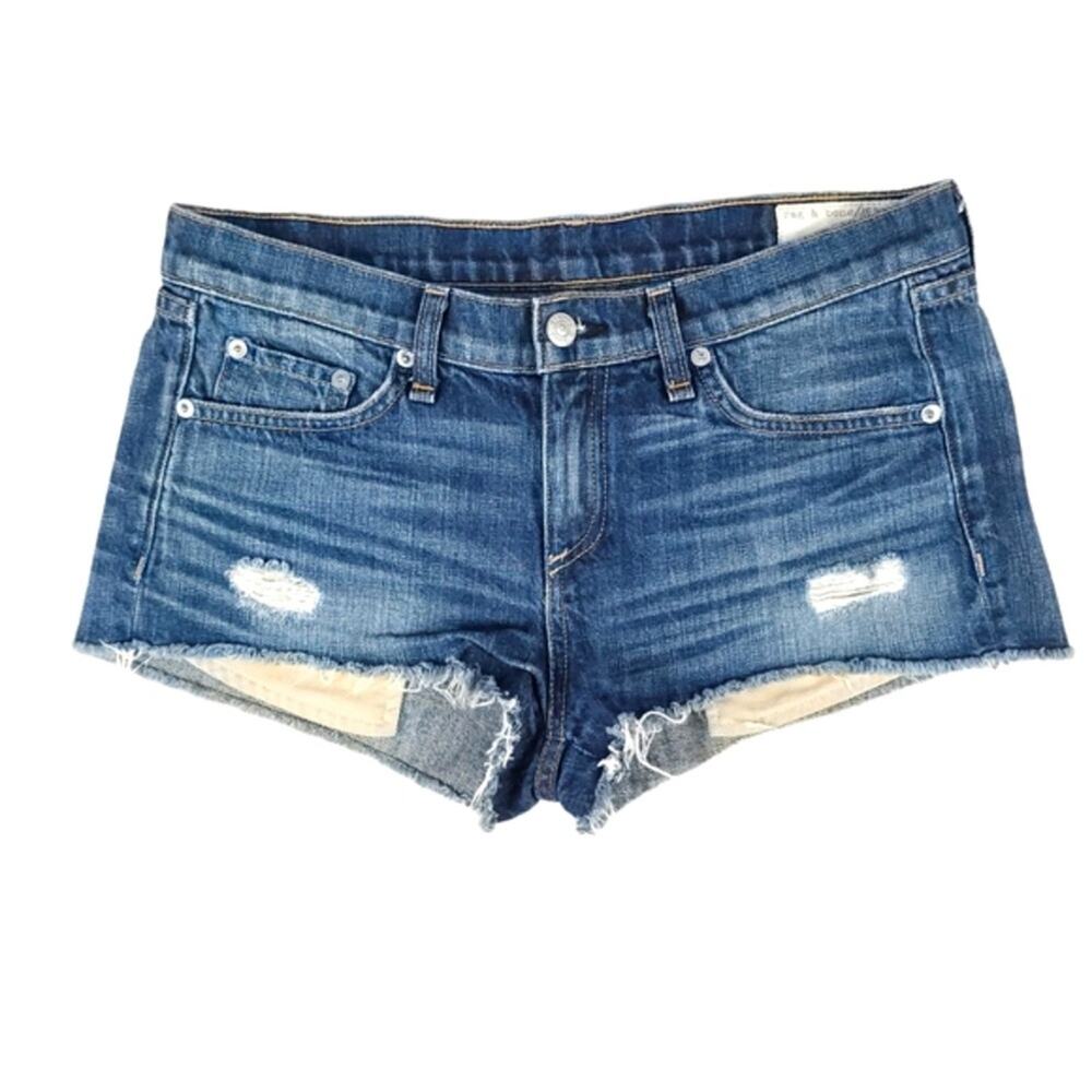 Rag & Bone Mila Denim Shorts In Sheffield Distressed Cut Off Style Medium Wash - Picture 4 of 11